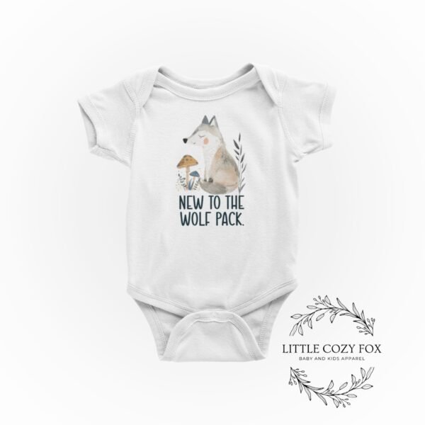 New To The Wolf Pack Baby Onesie®, New Baby Gift, Pregnancy Announcement, Wolf Baby Bodysuit, Woodland Baby Shower Gift - Image 2