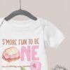 Smore Fun to Be One Onesie®- Girl First Birthday Shirt Smore Fun Being One Outfit Girls Camping Theme Birthday T-Shirt Cute Smore Clothes - Image 2