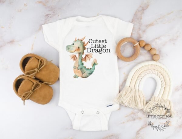 Cutest Little Dragon Baby Onesie® Baby Dragon Bodysuit Cute Baby Announcement Shower Gift-Gender Neutral Gift - Image 2