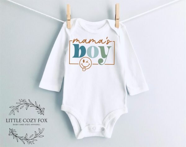 Mama’s Boy Baby Onesie® Trendy Boho Bodysuit Cute Newborn Outfit Playful Baby Shower Gift Stylish Family Photo Clothes - Image 2