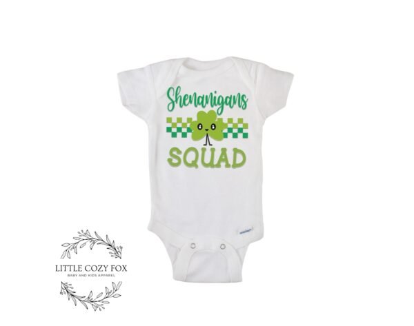 St. Patrick’s Day Baby Onesie® - Shenanigans Squad Shamrock Outfit- Irish-Lucky-Toddler Shirt-Shamrock Baby Shirt-St. Paddy’s Baby Bodysuit - Image 4