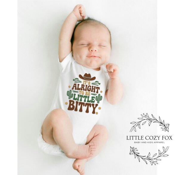 It's Alright to Be Little Bitty Baby Onesie® Western Cowboy Theme - Funny Country Baby Gift -Cactus Print-Western-Themed Baby Onesie-Rustic - Image 2