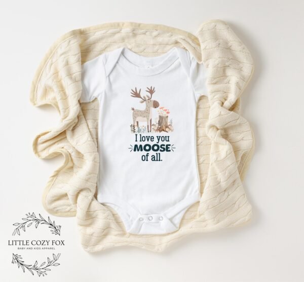 Funny Baby Shower Gift Rustic Moose Onesie® Woodland Newborn Outfit Outdoor Baby Clothes Forest Animal Bodysuit - Image 2