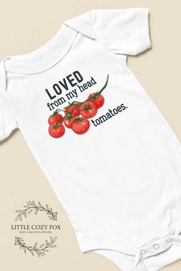 Loved from my head tomatoes baby onesie® Garden baby gift Vegetable baby garden shower gift - Image 2