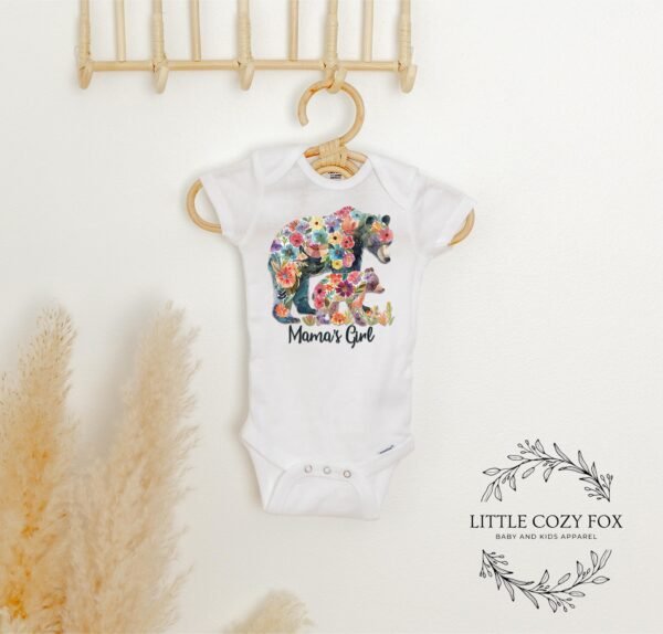 Mama’s Girl Floral Bear Shirt Whimsical Mother Daughter Baby Outfit Flower Bear Design Outfit Mama’s Girl Floral Bear Onesie® Nature-Themed - Image 2