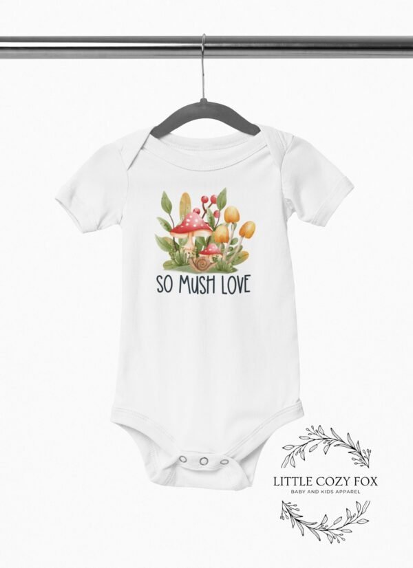 So Mush Love Baby Onesie® Woodland Toadstool Baby – Mushroom Lover Infant Outfit – Whimsical Nature Bodysuit-Mushroom Baby Bodysuit - Image 3