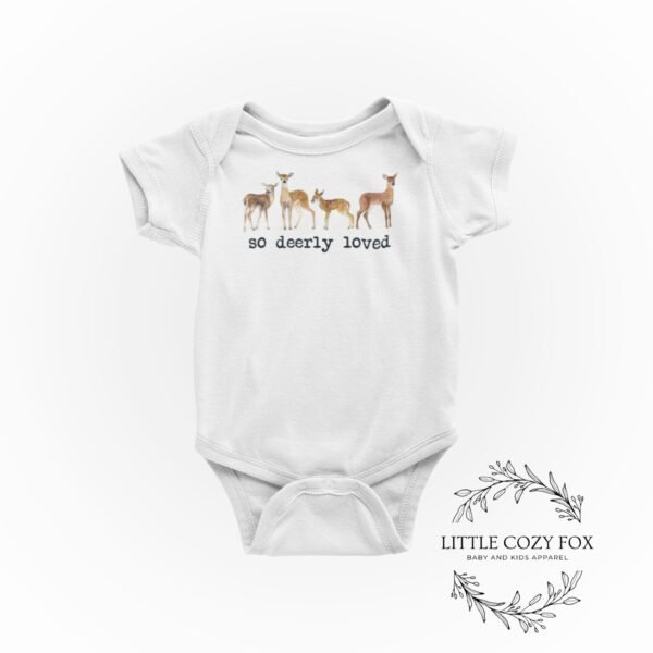 So deerly loved baby onesie® Deer baby gift Hunting baby gift Woodland baby shower gift Deer baby bodysuit Cute woodland baby - Image 3