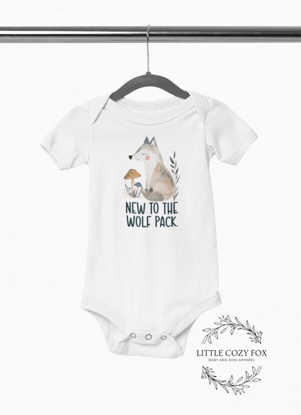 New To The Wolf Pack Baby Onesie®, New Baby Gift, Pregnancy Announcement, Wolf Baby Bodysuit, Woodland Baby Shower Gift - Image 3