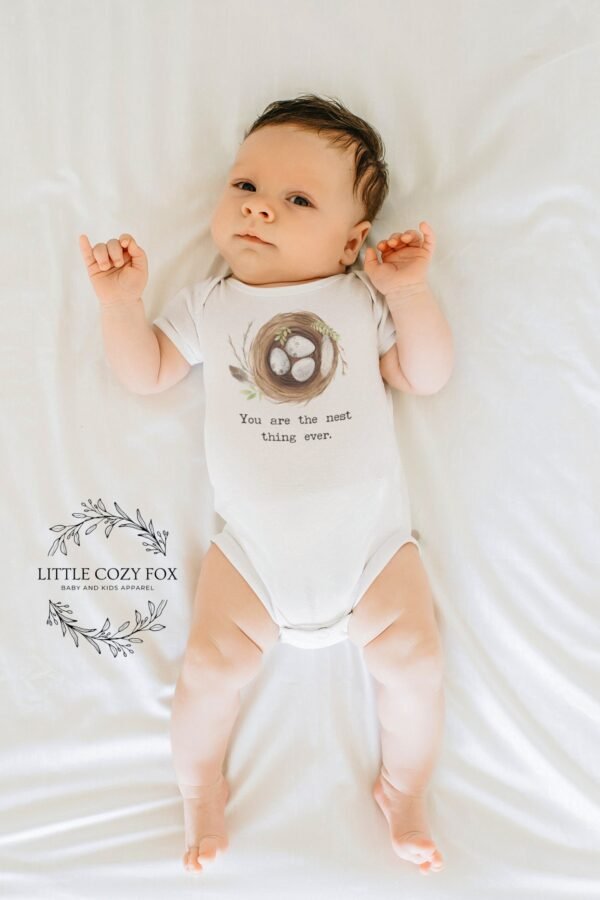 Bird Nest Baby Onesie® Unique Nature Pun Gift for New Parents-Spring Baby Shower-Woodland Photo Prop - Image 4