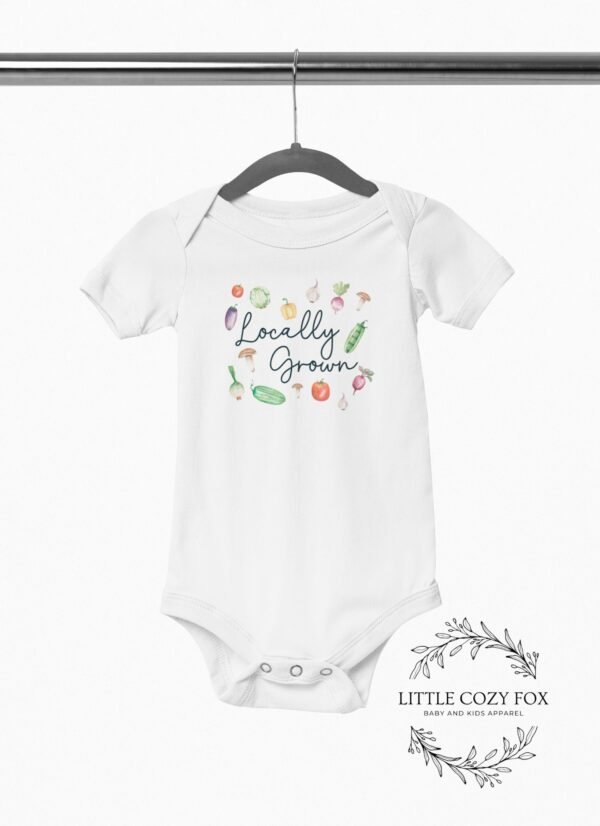 Locally Grown baby Onesie® Vegetable garden baby gift Garden baby bodysuit Gardening baby shower gift Farmers market baby gift - Image 3