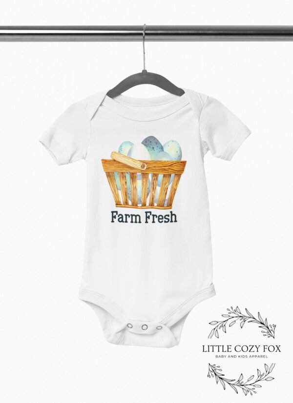 Farm Fresh Baby Onesie® Cute Chicken Baby Bodysuit Local Egg Dealer Outfit Farm Baby Shower Gift Country Baby Clothes - Image 3