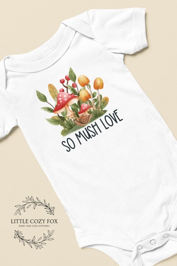 So Mush Love Baby Onesie® Woodland Toadstool Baby – Mushroom Lover Infant Outfit – Whimsical Nature Bodysuit-Mushroom Baby Bodysuit