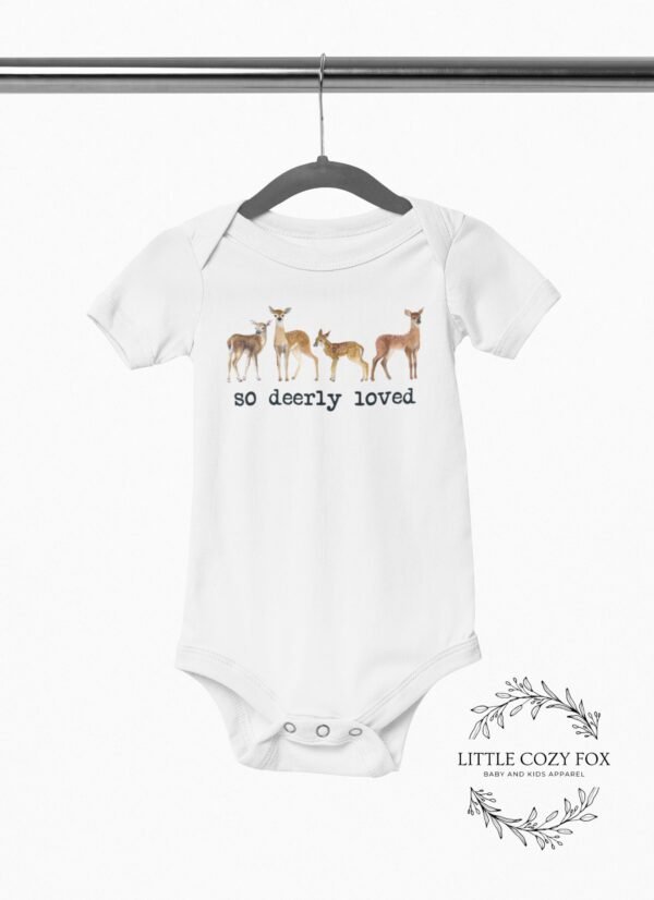 So deerly loved baby onesie® Deer baby gift Hunting baby gift Woodland baby shower gift Deer baby bodysuit Cute woodland baby - Image 4
