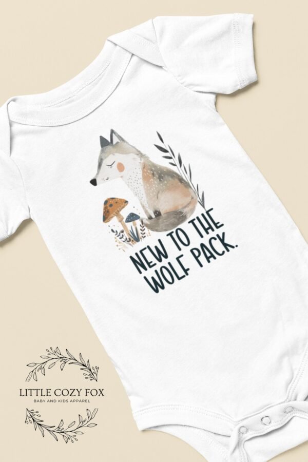 New To The Wolf Pack Baby Onesie®, New Baby Gift, Pregnancy Announcement, Wolf Baby Bodysuit, Woodland Baby Shower Gift