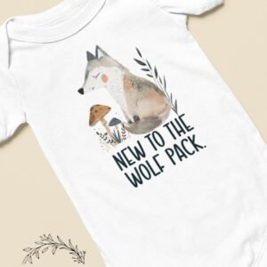 il_fullxfull.5981415135_ibxs.jpg New To The Wolf Pack Baby Onesie®, New Baby Gift, Pregnancy Announcement, Wolf Baby Bodysuit, Woodland Baby Shower Gift