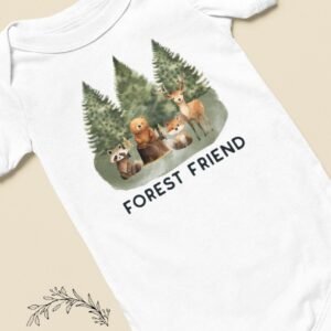il_fullxfull.5981458847_sc6z.jpg Woodland Friends Onesie® Forest Animal Baby Shower Gift Woodland Nursery Announcement Gift