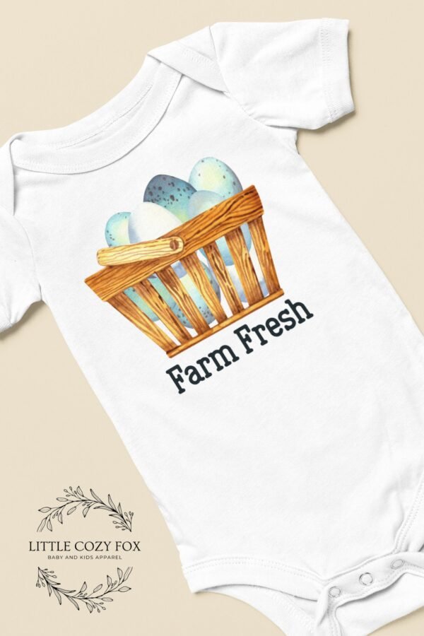 Farm Fresh Baby Onesie® Cute Chicken Baby Bodysuit Local Egg Dealer Outfit Farm Baby Shower Gift Country Baby Clothes