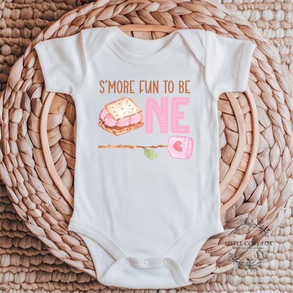Smore Fun to Be One Onesie®- Girl First Birthday Shirt Smore Fun Being One Outfit Girls Camping Theme Birthday T-Shirt Cute Smore Clothes - Image 6