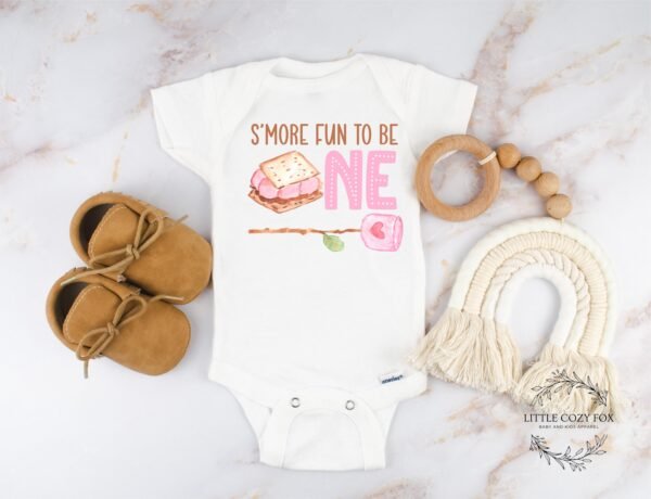 Smore Fun to Be One Onesie®- Girl First Birthday Shirt Smore Fun Being One Outfit Girls Camping Theme Birthday T-Shirt Cute Smore Clothes - Image 7