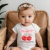 Coquette Bow with Cherries Baby Bodysuit-She's The Cherry On Top Baby Shower Gift- Trendy Baby Girl Clothes-Cherry Baby Outfit-Dessert Theme - Image 4