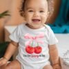 Coquette Bow with Cherries Baby Bodysuit-She's The Cherry On Top Baby Shower Gift- Trendy Baby Girl Clothes-Cherry Baby Outfit-Dessert Theme - Image 7