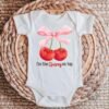 Coquette Bow with Cherries Baby Bodysuit-She's The Cherry On Top Baby Shower Gift- Trendy Baby Girl Clothes-Cherry Baby Outfit-Dessert Theme - Image 6