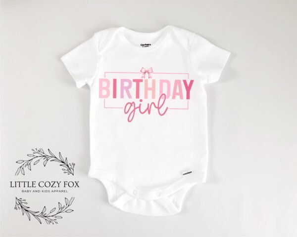 Girl First Birthday Outfit Pink Bow Croquette Birthday Onesie® Baby Bodysuit Birthday Bow Shirt Girl First Birthday Outfit Simple Birthday - Image 5