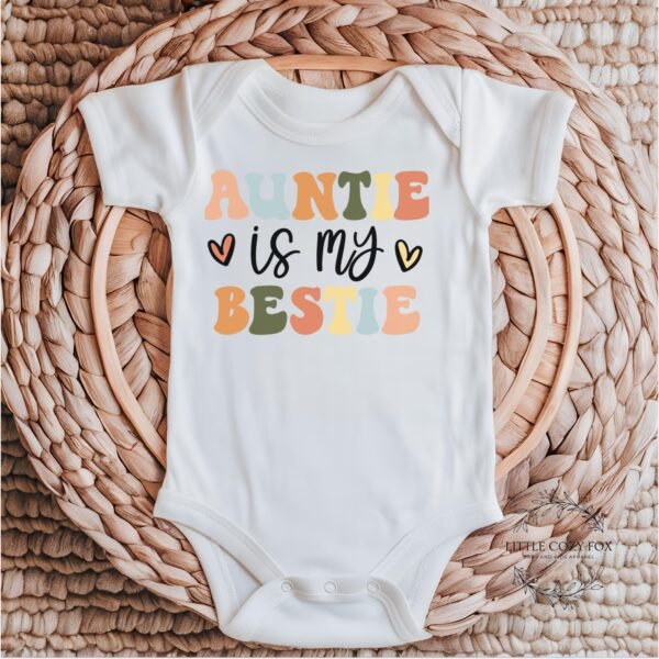 Aunties is my Bestie Baby Onesie®-Funny Aunt Baby Bodysuit-Funny Baby Clothes-Niece outfit-Bestie Baby Gift-Auntie Baby Reveal-Aunt Gift - Image 8
