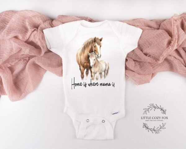 Home is where Mama is Horse Baby Onesie® Pony Baby Gift Horse Lover Baby Gift Horse Baby Shirt Foal Baby Bodysuit Farm Newborn - Image 7