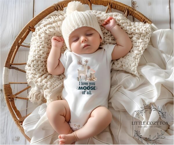 Funny Baby Shower Gift Rustic Moose Onesie® Woodland Newborn Outfit Outdoor Baby Clothes Forest Animal Bodysuit