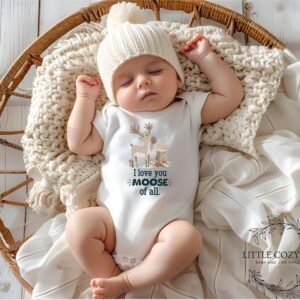 Funny Baby Shower Gift Rustic Moose Onesie® Woodland Newborn Outfit Outdoor Baby Clothes Forest Animal Bodysuit
