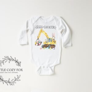 il_fullxfull.6640959578_ezzz.jpg Easter Bunny Eggs-cavator Baby Onesie® Cute Bunny & Excavator Easter Design Baby Outfit Bunny Graphic-Punny Clothes Spring Baby