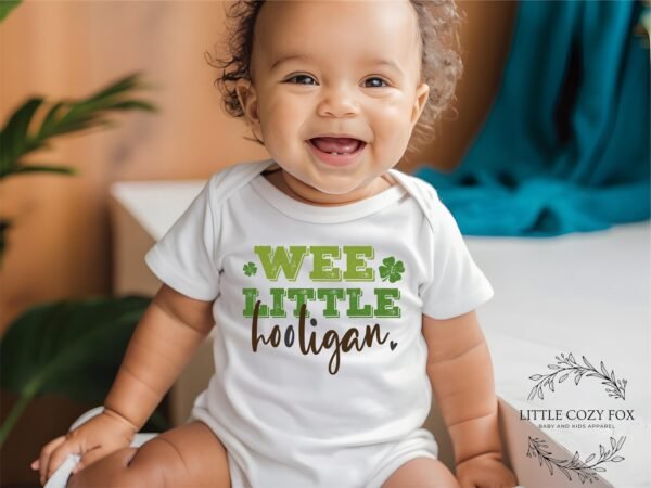 Wee Little Hooligan Baby Onesie® Irish Fun & St. Patrick’s Day Charm-Shamrock Design Cute Irish Baby Outfit - Image 8
