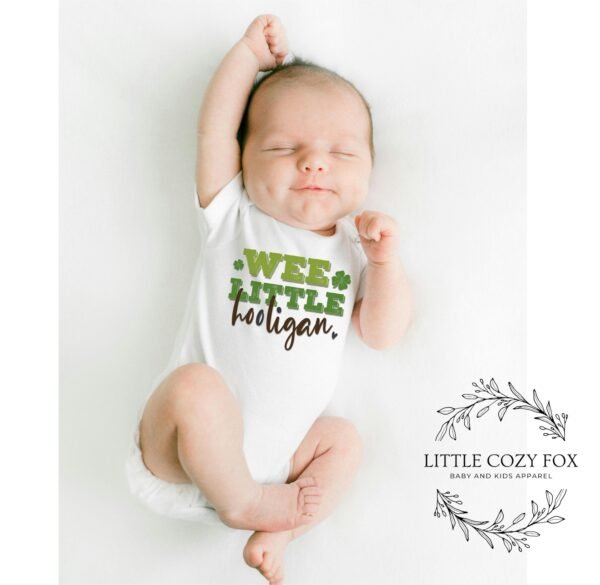 Wee Little Hooligan Baby Onesie® Irish Fun & St. Patrick’s Day Charm-Shamrock Design Cute Irish Baby Outfit