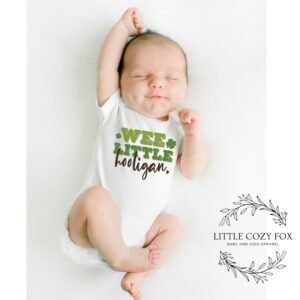 Wee Little Hooligan Baby Onesie® Irish Fun & St. Patrick’s Day Charm-Shamrock Design Cute Irish Baby Outfit