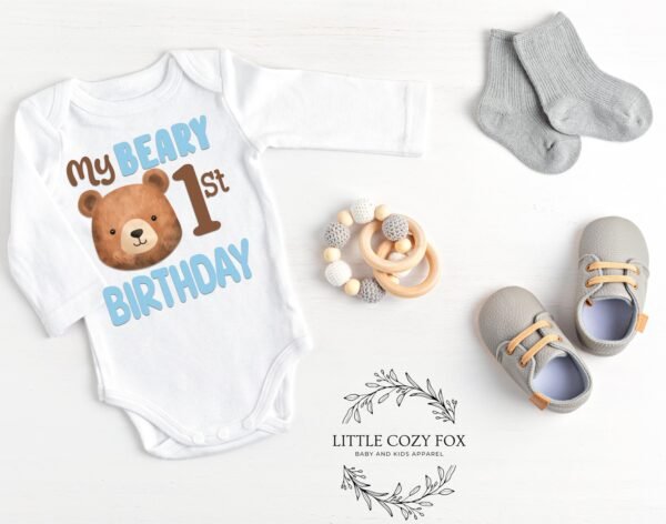My Beary First Birthday Baby Onesie®-1st Birthday Bear Shirt-Baby Boy Cute Bear Bodysuit-First Birthday Outfit-Bear Themed Birthday Clothes - Image 4
