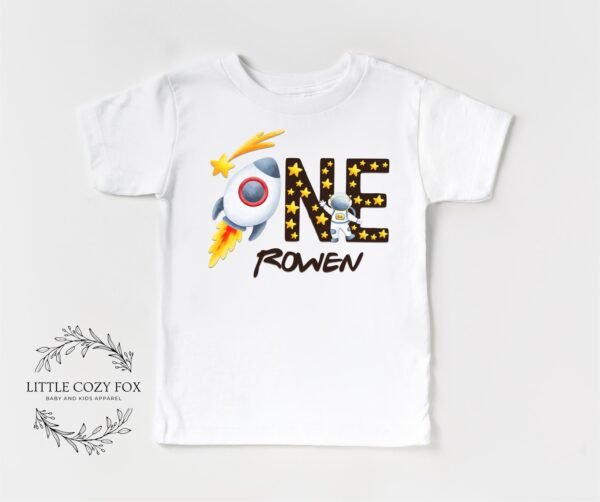 Space Themed 1st Birthday Onesie® 1st Birthday Shirt Personalized Name Custom Baby Bodysuit Birthday Outfit Rocket Ship Themed Birthday-Star - Image 7