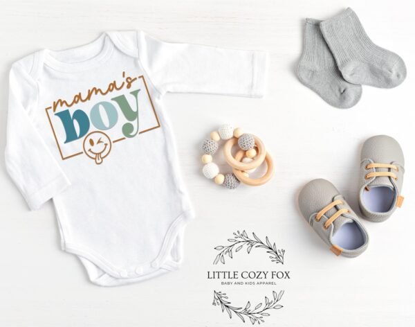 Mama’s Boy Baby Onesie® Trendy Boho Bodysuit Cute Newborn Outfit Playful Baby Shower Gift Stylish Family Photo Clothes - Image 3