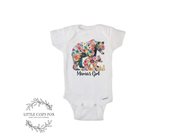 Mama’s Girl Floral Bear Shirt Whimsical Mother Daughter Baby Outfit Flower Bear Design Outfit Mama’s Girl Floral Bear Onesie® Nature-Themed - Image 7