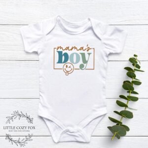 Mama’s Boy Baby Onesie® Trendy Boho Bodysuit Cute Newborn Outfit Playful Baby Shower Gift Stylish Family Photo Clothes