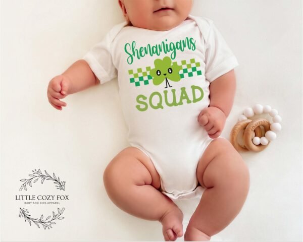 St. Patrick’s Day Baby Onesie® - Shenanigans Squad Shamrock Outfit- Irish-Lucky-Toddler Shirt-Shamrock Baby Shirt-St. Paddy’s Baby Bodysuit - Image 5