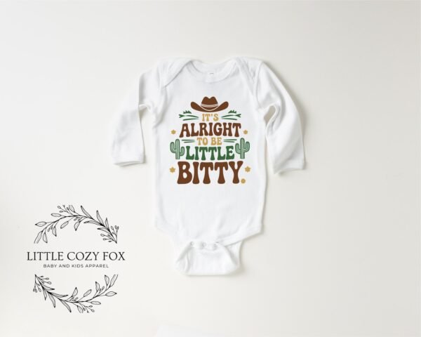 It's Alright to Be Little Bitty Baby Onesie® Western Cowboy Theme - Funny Country Baby Gift -Cactus Print-Western-Themed Baby Onesie-Rustic - Image 3