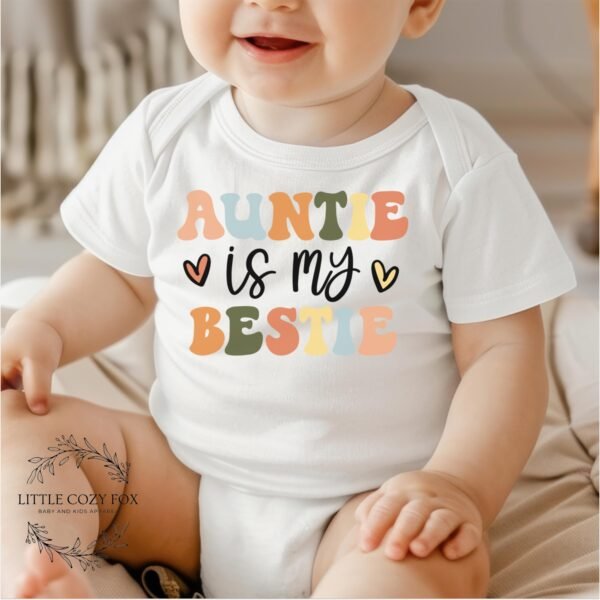 Aunties is my Bestie Baby Onesie®-Funny Aunt Baby Bodysuit-Funny Baby Clothes-Niece outfit-Bestie Baby Gift-Auntie Baby Reveal-Aunt Gift - Image 4