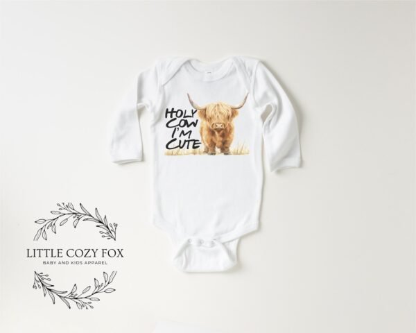 Holy Cow I’m Cute Baby Onesie® Highland Cow Western Baby Bodysuit Baby Gift Farm Themed Shirt-Baby Shower Rustic Birthday - Image 2