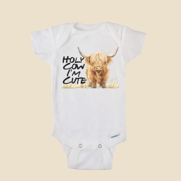 Holy Cow I’m Cute Baby Onesie® Highland Cow Western Baby Bodysuit Baby Gift Farm Themed Shirt-Baby Shower Rustic Birthday - Image 3