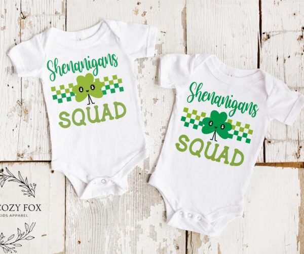 St. Patrick’s Day Baby Onesie® - Shenanigans Squad Shamrock Outfit- Irish-Lucky-Toddler Shirt-Shamrock Baby Shirt-St. Paddy’s Baby Bodysuit