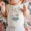 Funny Baby Shower Gift Rustic Moose Onesie® Woodland Newborn Outfit Outdoor Baby Clothes Forest Animal Bodysuit