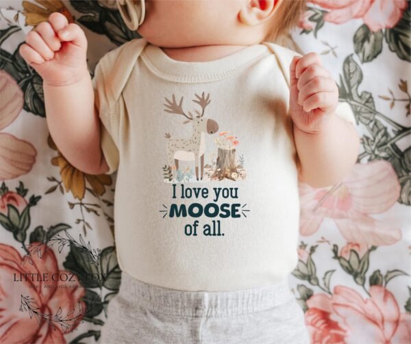 Funny Baby Shower Gift Rustic Moose Onesie® Woodland Newborn Outfit Outdoor Baby Clothes Forest Animal Bodysuit - Image 3