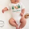 Personalized Woodland Baby Onesie® Custom Moose Bodysuit Rustic Forest Newborn Outfit Personalized Forest Baby Clothes
