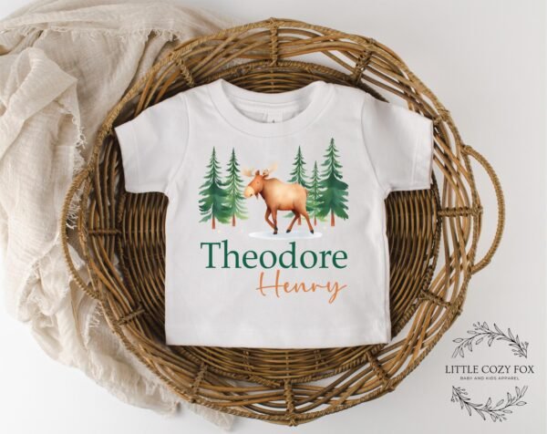 Personalized Woodland Baby Onesie® Custom Moose Bodysuit Rustic Forest Newborn Outfit Personalized Forest Baby Clothes - Image 6